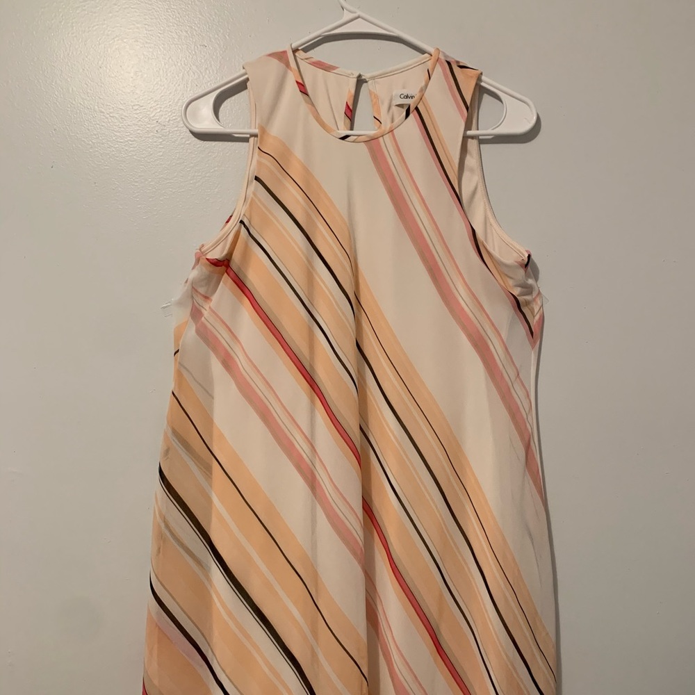 Calvin Klein Stripped Chiffon Swing Dress